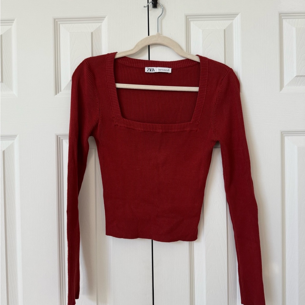 zara square neck long sleeve